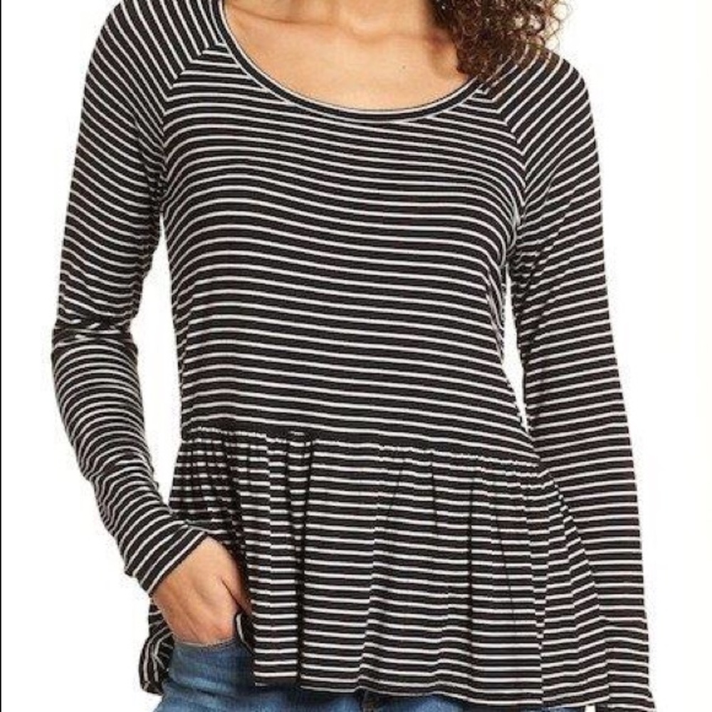 bp Stripe Peplum Tee